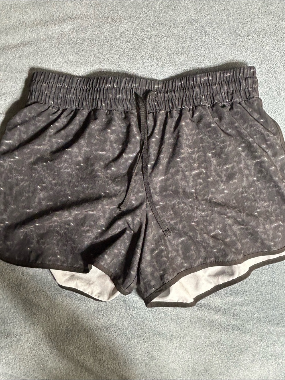 Velocity Black Marbled Athletic Drawstring Shorts